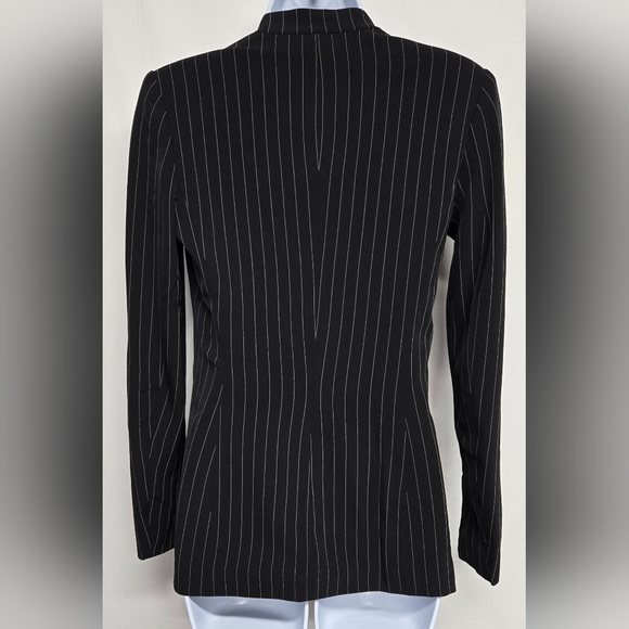 Zara Basic XS Long Sleeve Striped Blazer Jacket Double Breasted Lined Striped - Picture 3 of 6
